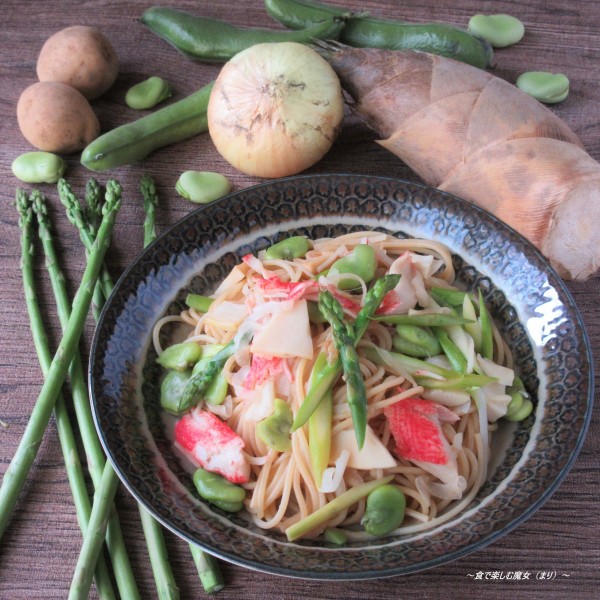 フライパン１つで♪ご馳走スパゲティ。季節を味わう『5種類の春野菜スパゲティ』