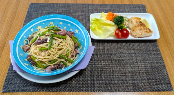 大人のご馳走プレート☆蛍烏賊とアスパラガスのスパイスパスタ♪☆♪☆♪