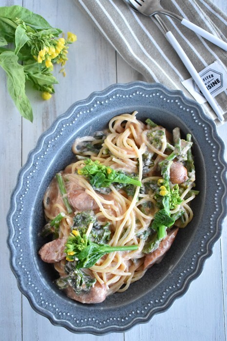 ウインナーと菜の花のトマトクリームパスタ : 四万十住人の 簡単料理ブログ！ Powered by ライブドアブログ