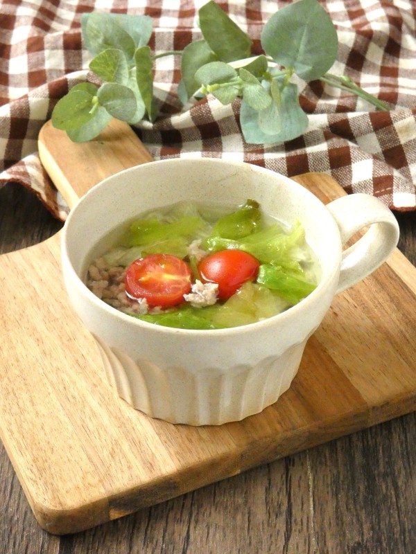 『10分で完成！「レタスとひき肉の中華スープ」』