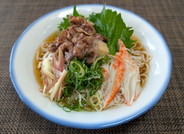 爽やかなアクセントｄｅ夏の献立☆牛肉の旨煮のっけ冷やし素麺♪☆♪☆♪