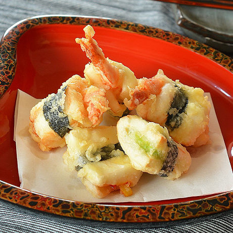 海老とアボカド パプリカのはんぺん挟み揚げ♪