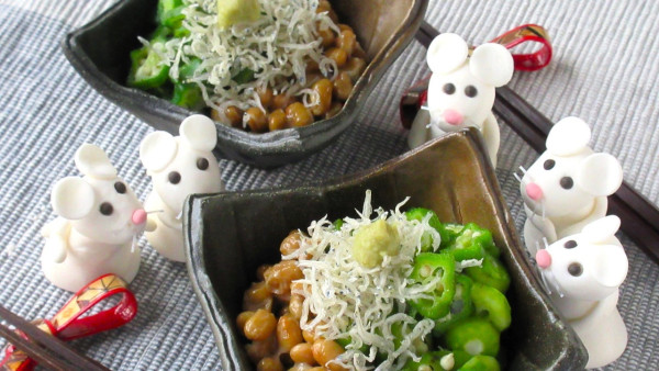 5分かからず火を使わない小鉢♪手軽に健康的な、もう1品『オクラ納豆じゃこわさび醤油』