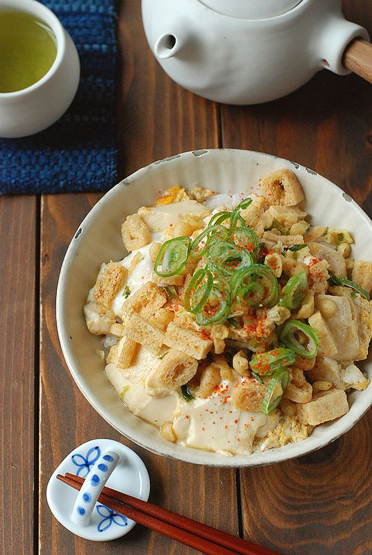 おあげ＆あげ玉のふわふわお豆腐丼を作りました～【PR】
